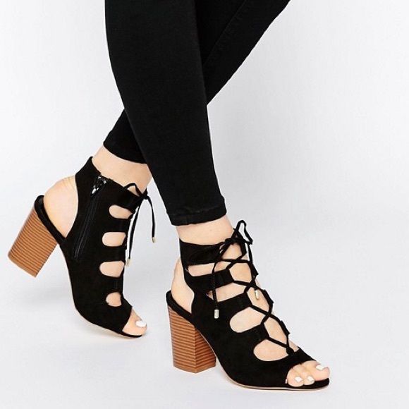 black lace up heels wide fit